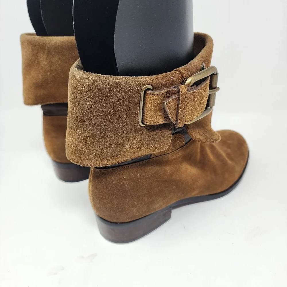 Coach Poppy Short Moto Boots Women's 7.5B Brown Suede Limited Edition